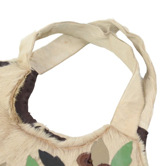 Handmade Cowhide Calf Hair Shoulder Lined Leather Embellished Purse Bag - Picture 7 of 14